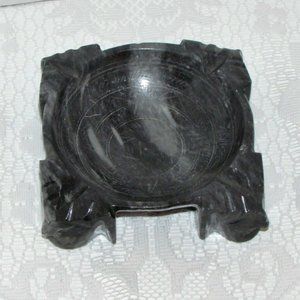 Vintage Carved Stone or Marble Alabaster Ashtray Soap Dish Trinket Holder